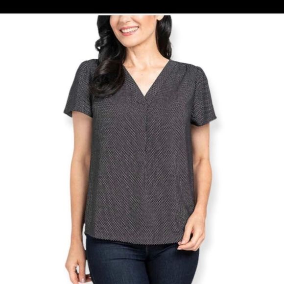 NEW Polka Dot Hilary Radley Ladies Split Neck Blouse Top Shirt - Picture 2 of 5